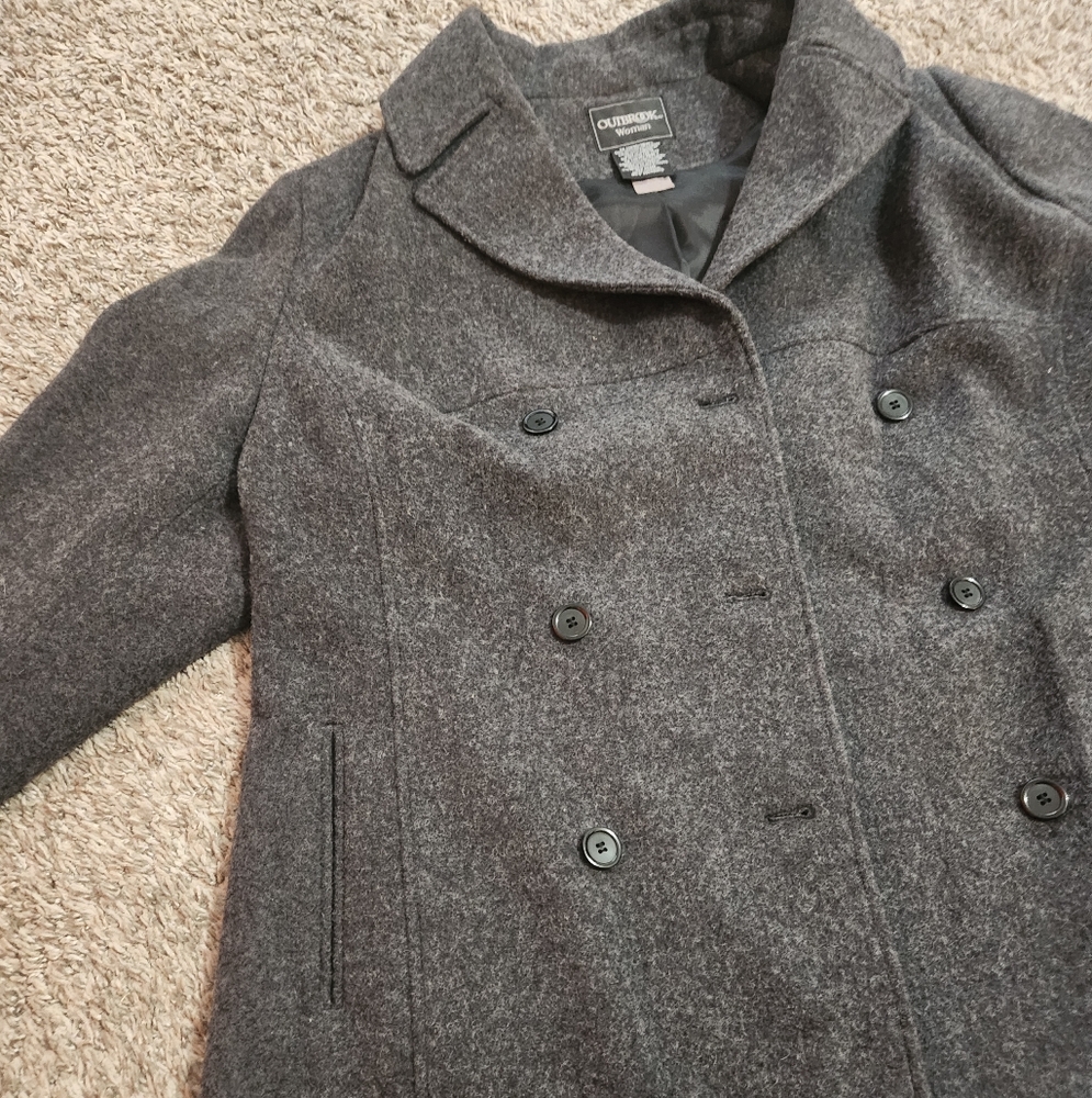 Outbrook Dark Gray Double-Breasted Pea Coat